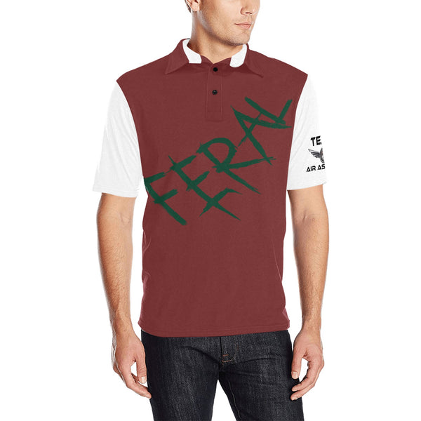 feral maroon Men's All Over Print Polo Shirt (Model T55)