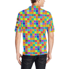 color squares Men's All Over Print Polo Shirt (Model T55)