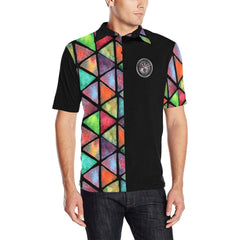 color tri Men's All Over Print Polo Shirt (Model T55)
