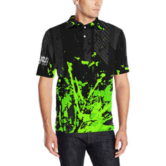 green black splatter Men's All Over Print Polo Shirt (Model T55)
