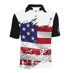 grunge flag black Men's All Over Print Polo Shirt (Model T55)