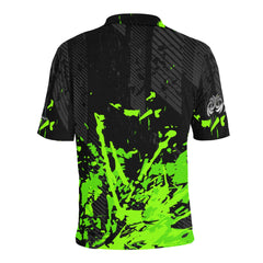 green black splatter Men's All Over Print Polo Shirt (Model T55)
