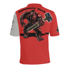 hammerin hank red Men's All Over Print Polo Shirt (Model T55)
