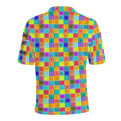 color squares Men's All Over Print Polo Shirt (Model T55)