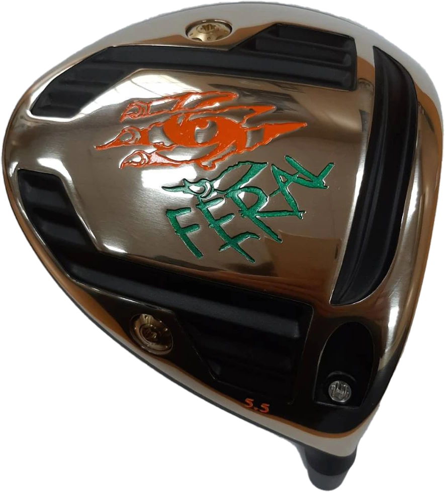 Feral driver head with orange and green graphics